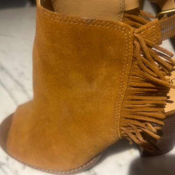Lucky Brand Open Toed Fringe Bootie - Picture 1 of 3